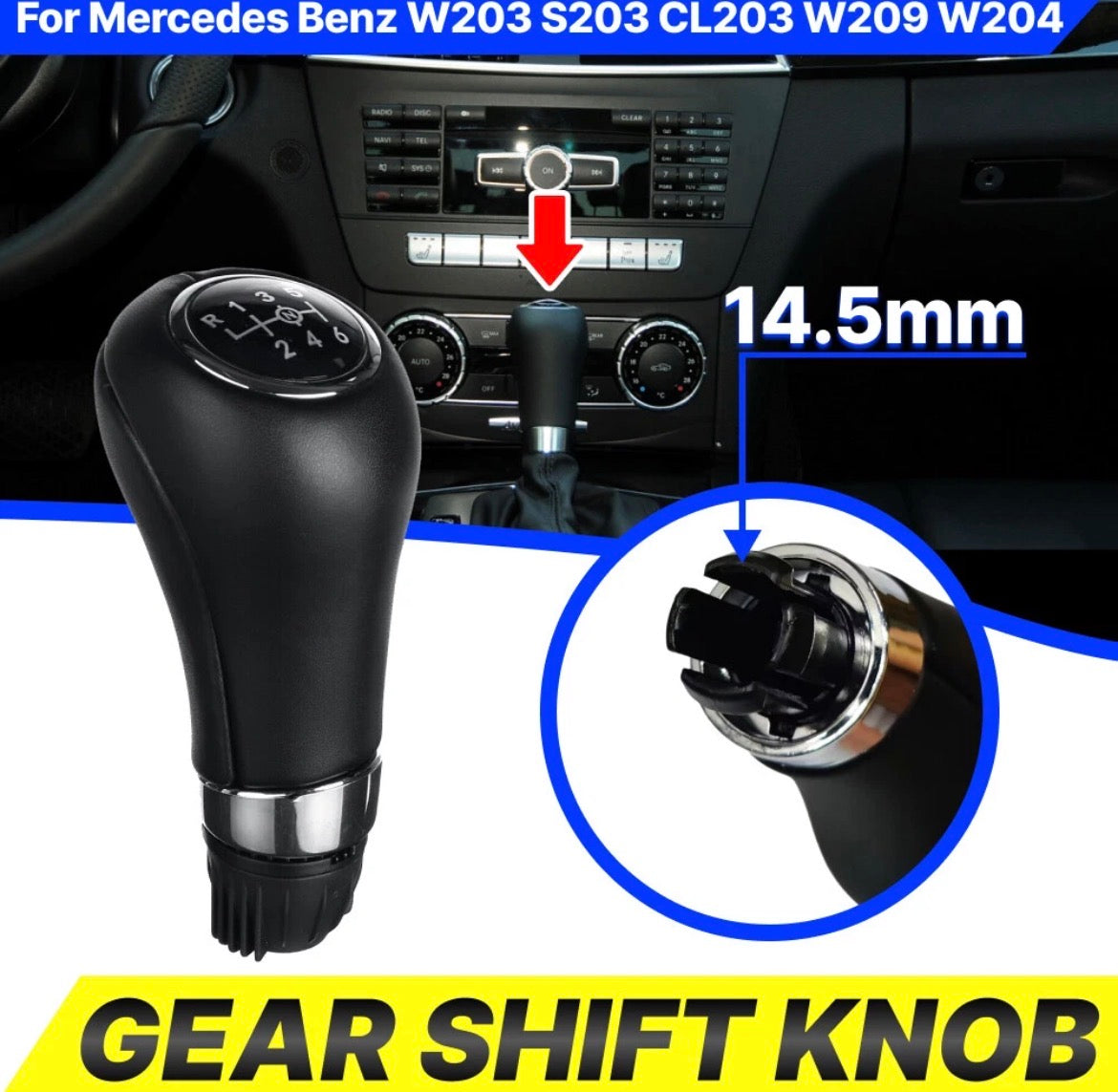 6 Gang Schaltknauf Schalthebel Knauf Hebel für Mercedes-Benz W203 W209 W204 C250