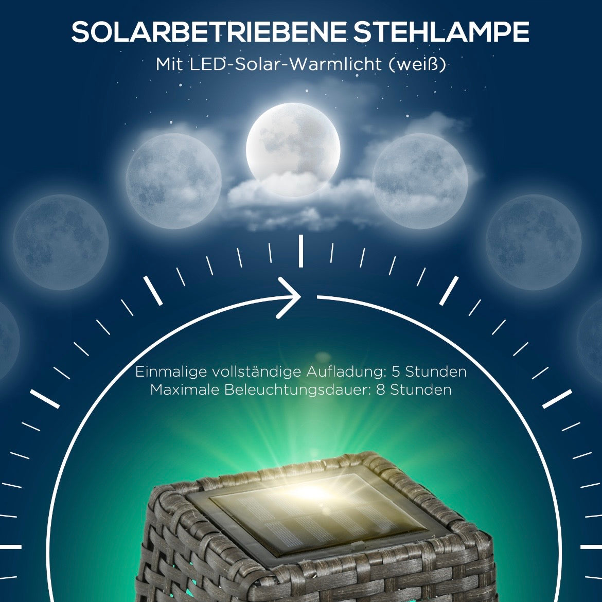 Solar Stehlampe Solarlampen LED Solarleuchte Leuchten