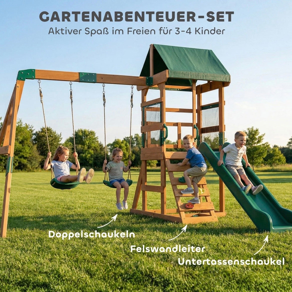 Spielturm Klettergerüst Schaukelgestell Rutsche Spielgerät