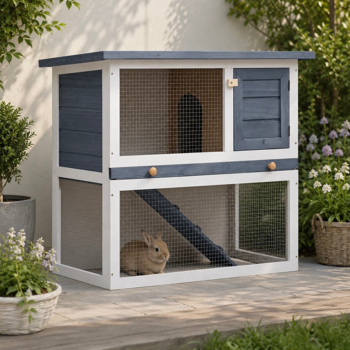 Kaninchenstall Hasenstall Kleintierstall Holz Freigehege Outdoor Stall