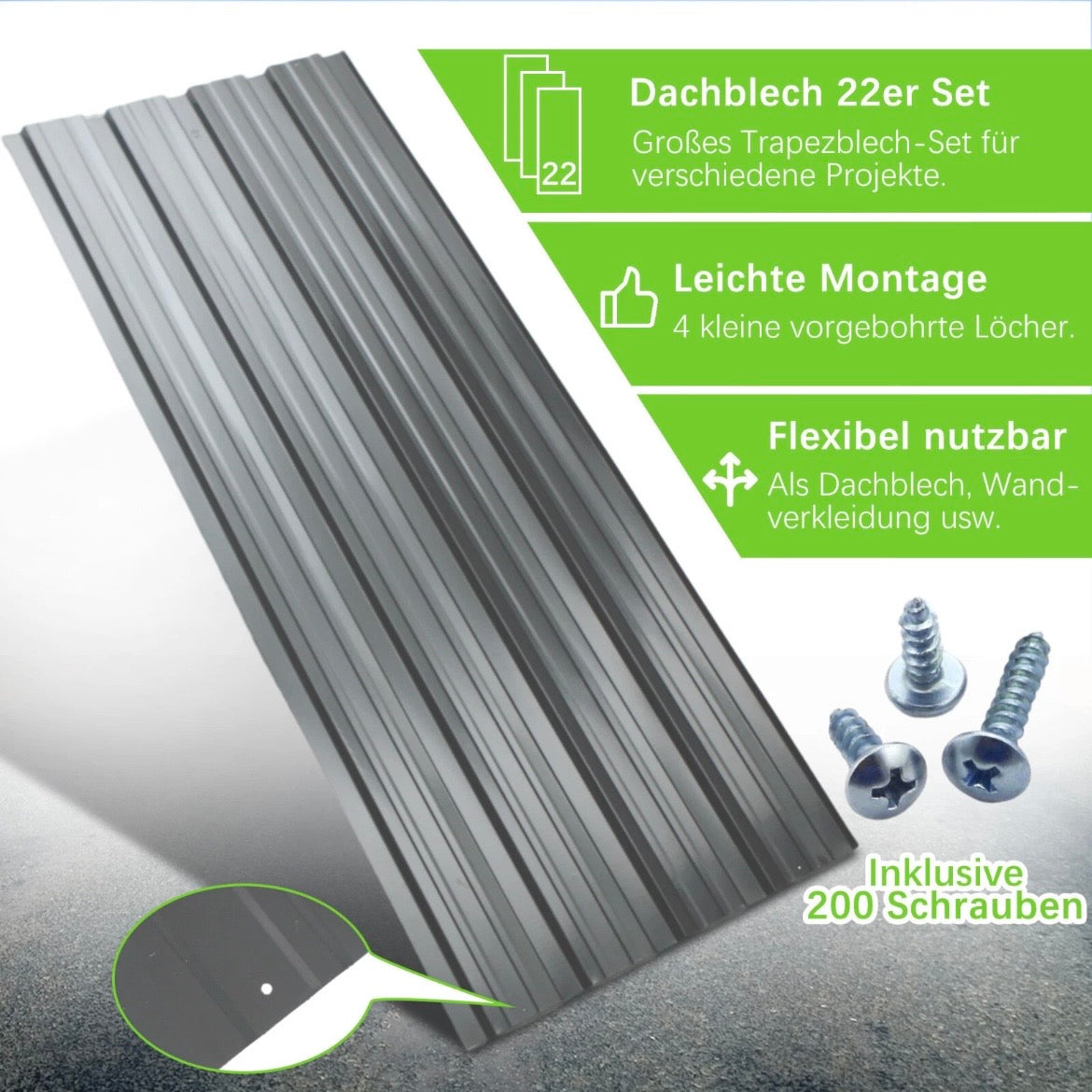 22x Profilblech Metall Dachblech  Platten Stahlblech