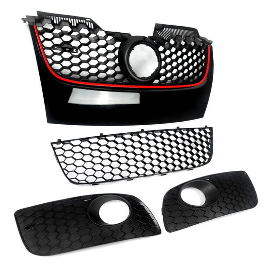 Vorne Zentral Kühlergrill Gitter Für VW GOLF Mk5 ESTATE GTI Jetta 06-09 Schwarz