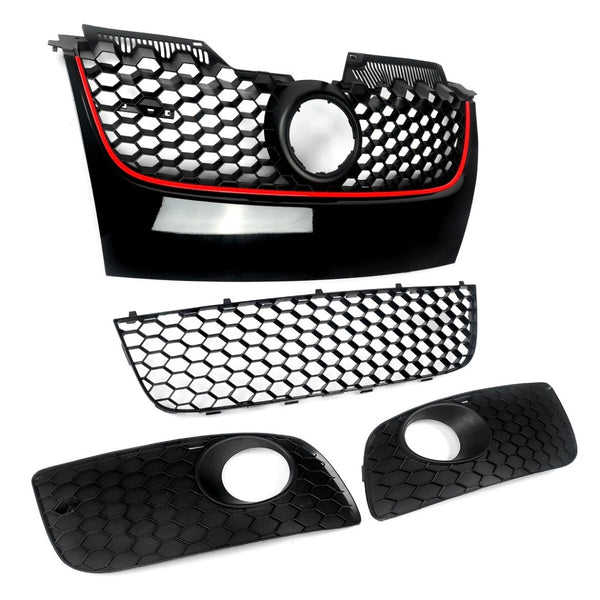 Vorne Zentral Kühlergrill Gitter Für VW GOLF Mk5 ESTATE GTI Jetta 06-09 Schwarz