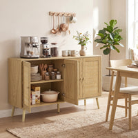 Rattan Sideboard 4 Türen Küchenbuffet Kommode Möbel