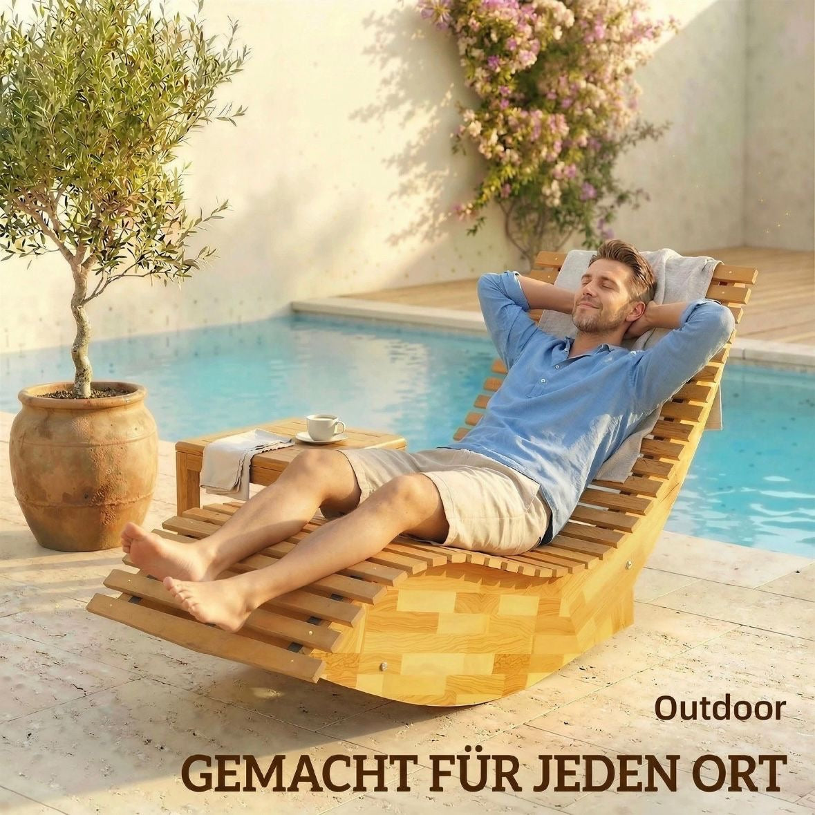 Sonnenliege Akazienholz Klappbar Ergonomisch Gartenliege Liege