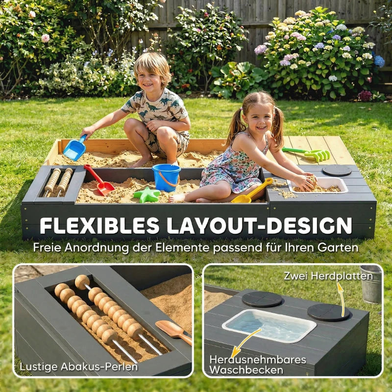 Sandkasten 2-teilig 150x90cm Sandkiste Outdoor Spielgeräte