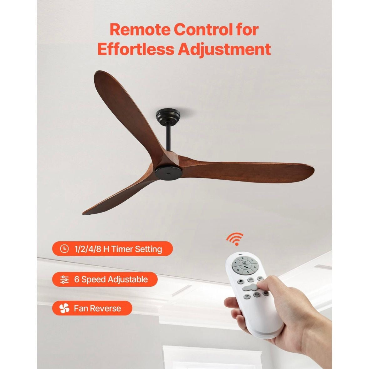 180cm Deckenventilator Holzflügel Fernbedienung Motor Ventilator Zimmer