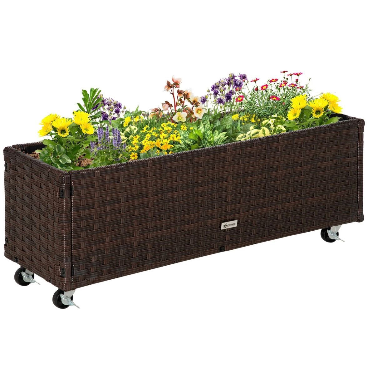 Poly Rattan Hochbeet Rollen Pflanzkasten Blumenbeet Beet