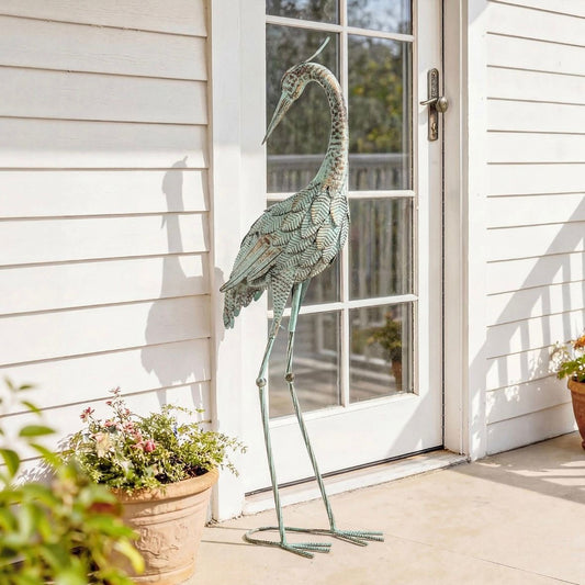 Reiher Gartenstatue Metall Vogel Dekoration Statue 88cm Skulptur
