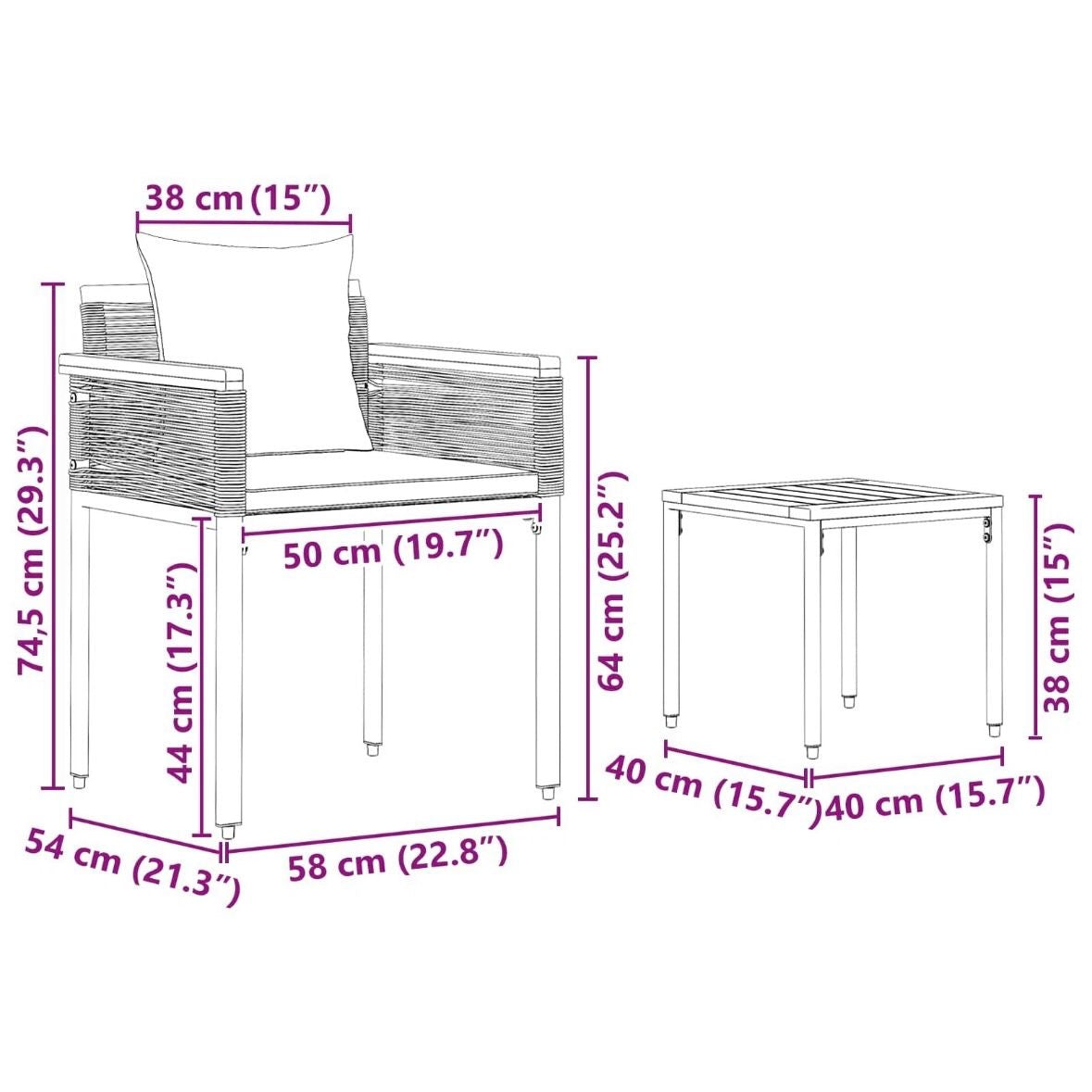 3tlg Gartenmöbel Set Poly Rattan Balkonmöbel Lounge Möbel