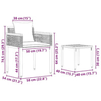 3tlg Gartenmöbel Set Poly Rattan Balkonmöbel Lounge Möbel