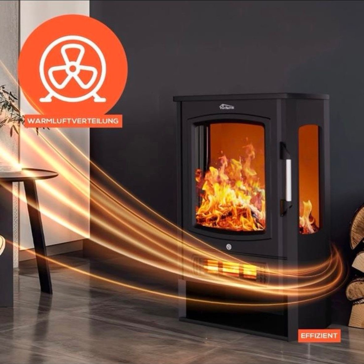 Elektrokamin Kaminofen Heizgerät Modern 2kW