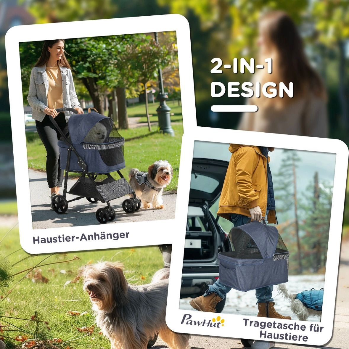 2in1 Hundebuggy Transporttasche Haustiere Katzenbuggy