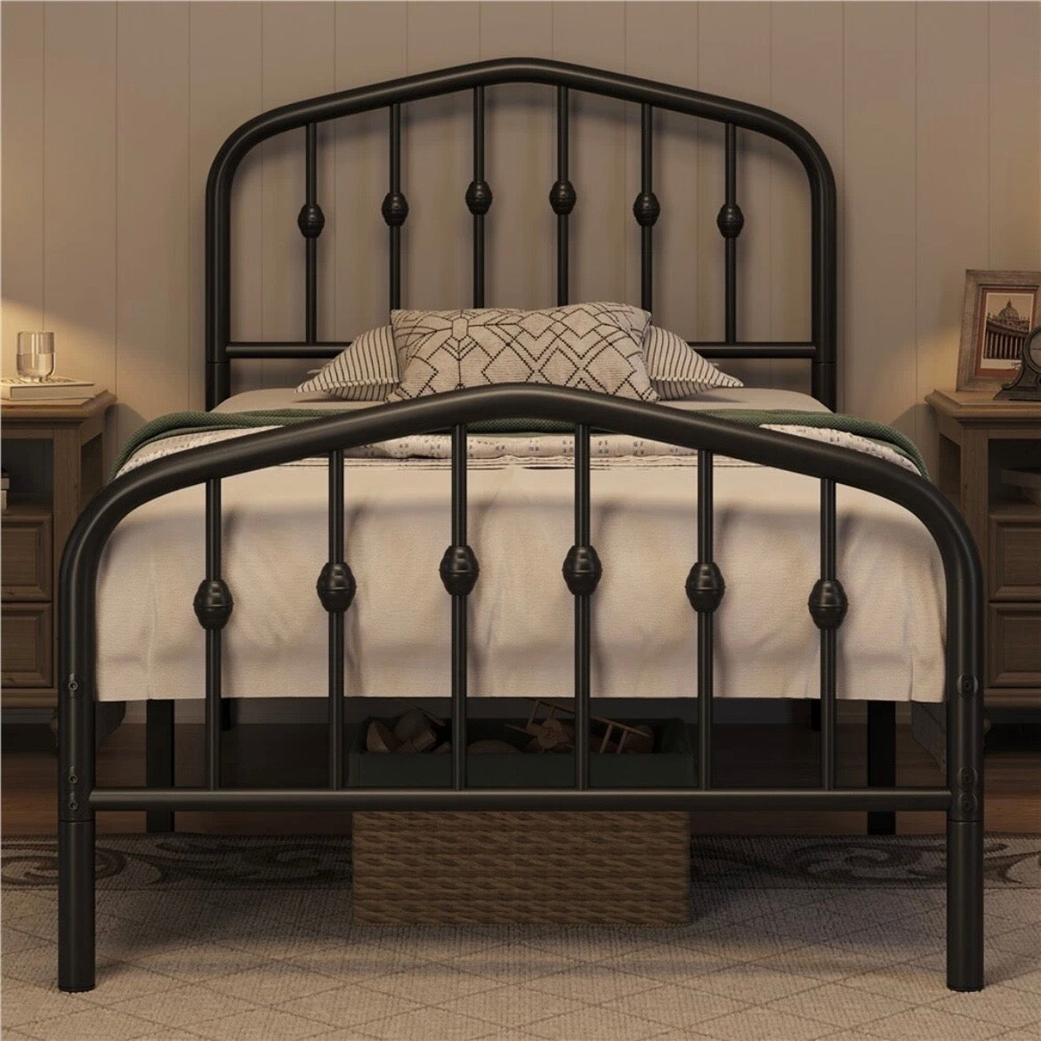 Antik Einzelbett Metallbett 90x200 Bettgestell Schlafzimmer