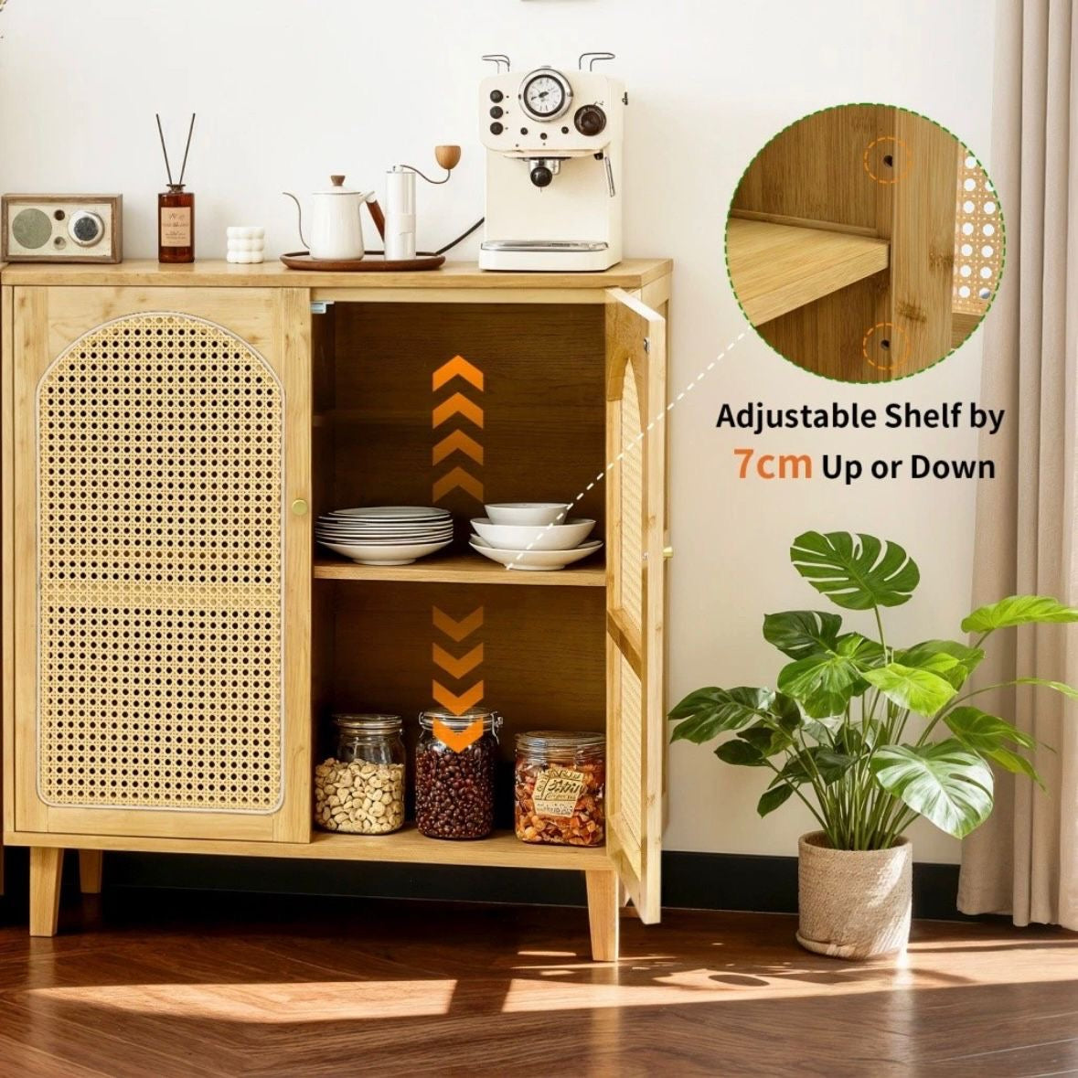 Sideboard Kommode Anrichte Schrank Wohnzimmerschrank Bambus