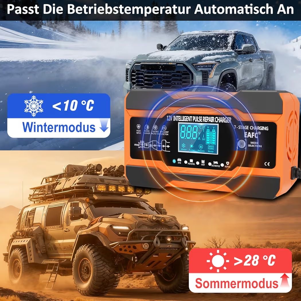 12V Autobatterie Ladegerät 12A Smart Schnellladegerät KFZ