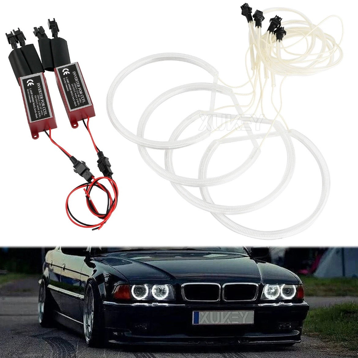 4 x CCFL Angel Eyes Standlichtringe Set BMW E36 E38 E39 E46 Projektor Lampe