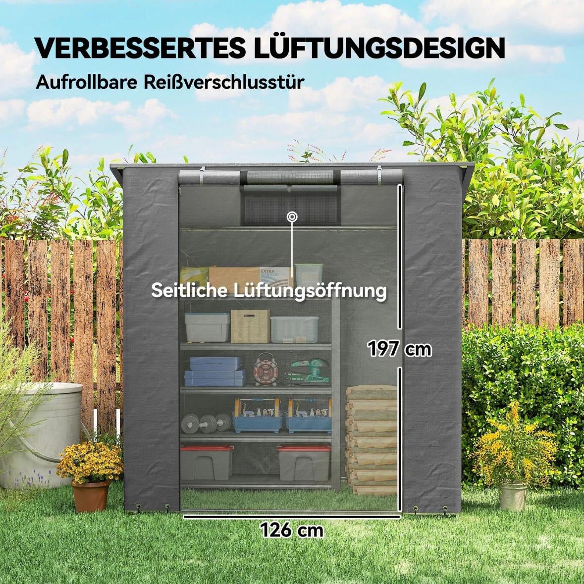 Zeltgarage 1,9x1,2m Wasserdicht
Garagenzelt Reißverschlusstür