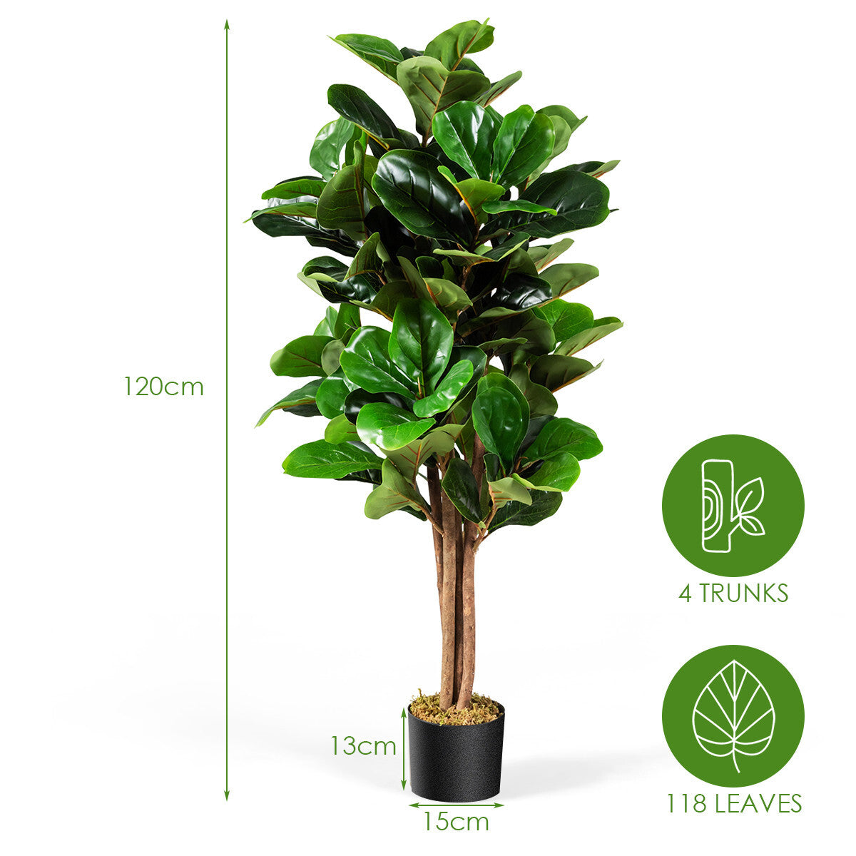 2x Kunstpflanze 120cm Künstlich Feigenbaum Dekopflanze Zimmerpflanze