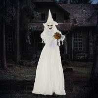 Halloween Hexe Figur Kürbiskopf Außendekoration Gartendeko 189cm