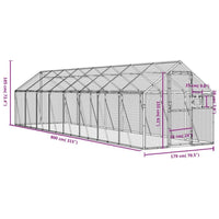 Alu Voliere Vogelkäfig Vogelvoliere Freilaufgehege Vogelhaus 179×800×185cm