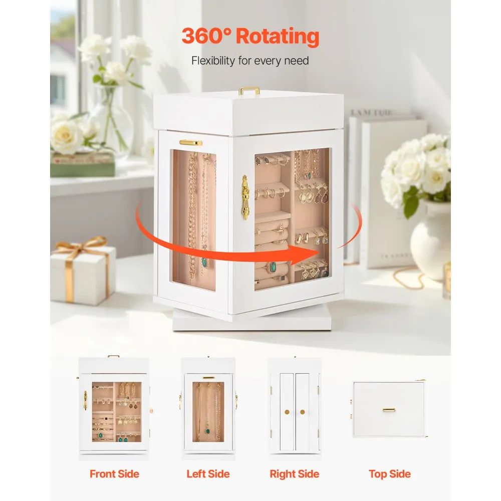 Schmuckkasten Drehbare Schmuckschatulle Schmuck Organizer Schrank