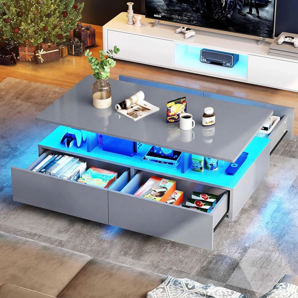 Couchtisch Wohnzimmertisch LED Beleuchtung Beistelltisch