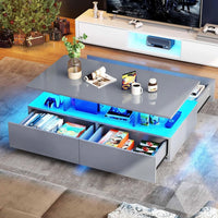 Couchtisch Wohnzimmertisch LED Beleuchtung Beistelltisch