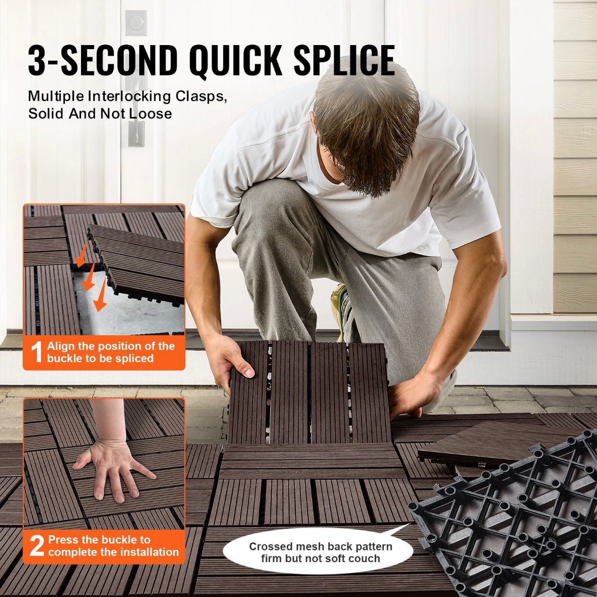 27x Klickfliesen für Terrasse Balkon 295x295mm Fliesen Boden