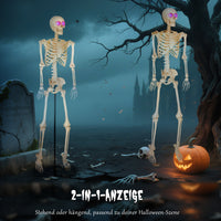 Halloween Skelett-Figur Dekoration Beweglich Leuchtende Augen Sound