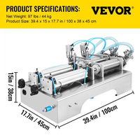 Füllmaschine 10W Flüssigkeitsabfüllmaschine 100-1000ML Doppelkopf Abfüller