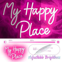 LED Neon Schild My Happy Place Beleuchtung Deko Wanddeko Leuchtschild