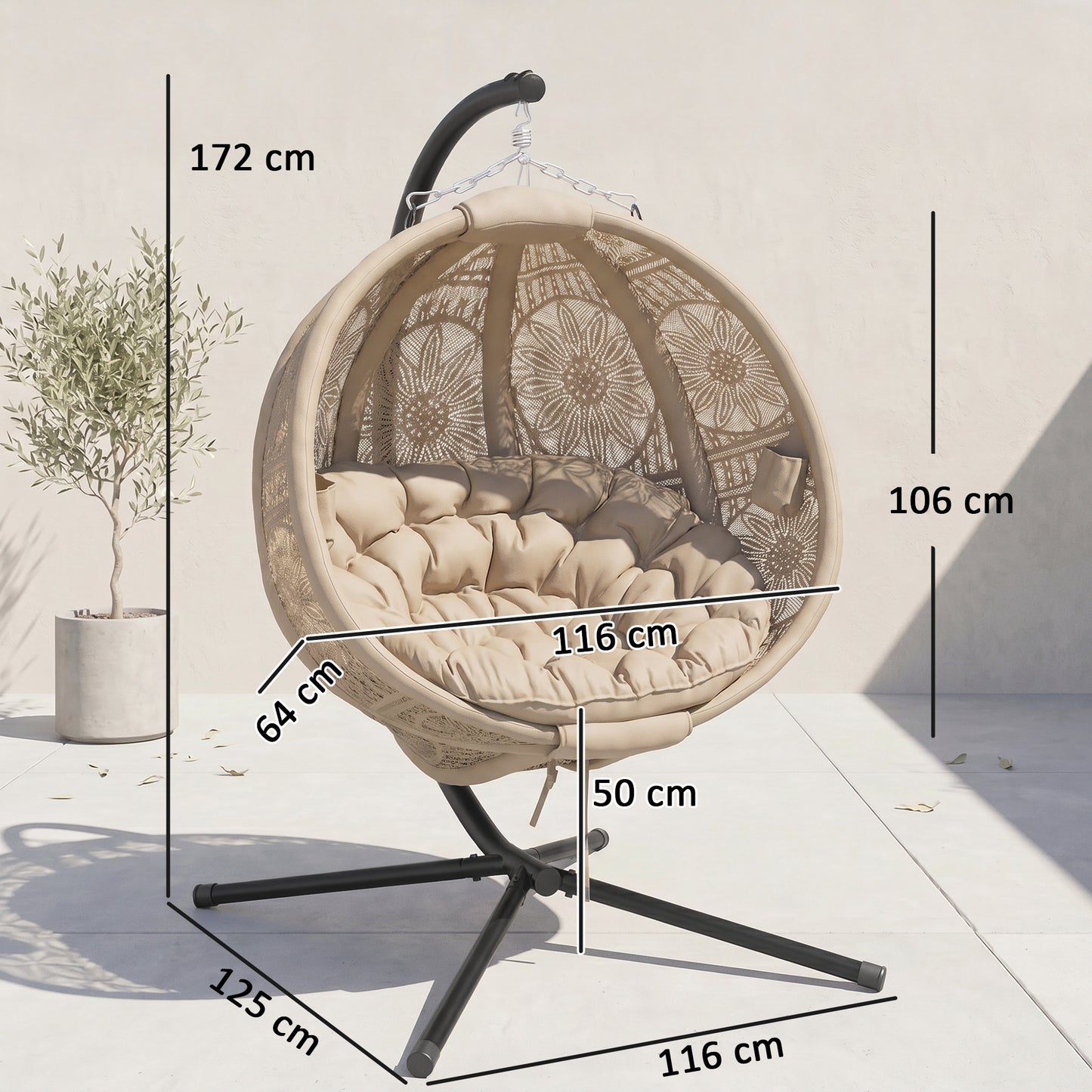 Hängesessel Gartensessel Korbsessel Boho-Stil Sesselkorb Sessel Schwarz