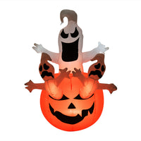 Halloween Aufblasbarer Kürbis Geist Gespenst Deko Figur LED 120x120x180cm