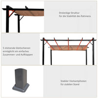 Pergola Pavillon einstellbares Stoffdach 3x4m Aluminium Terrassenüberdachung