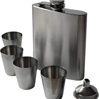 6tlg Flachmann Edelstahl Set 240ml Becher Trichter Geschenkbox
