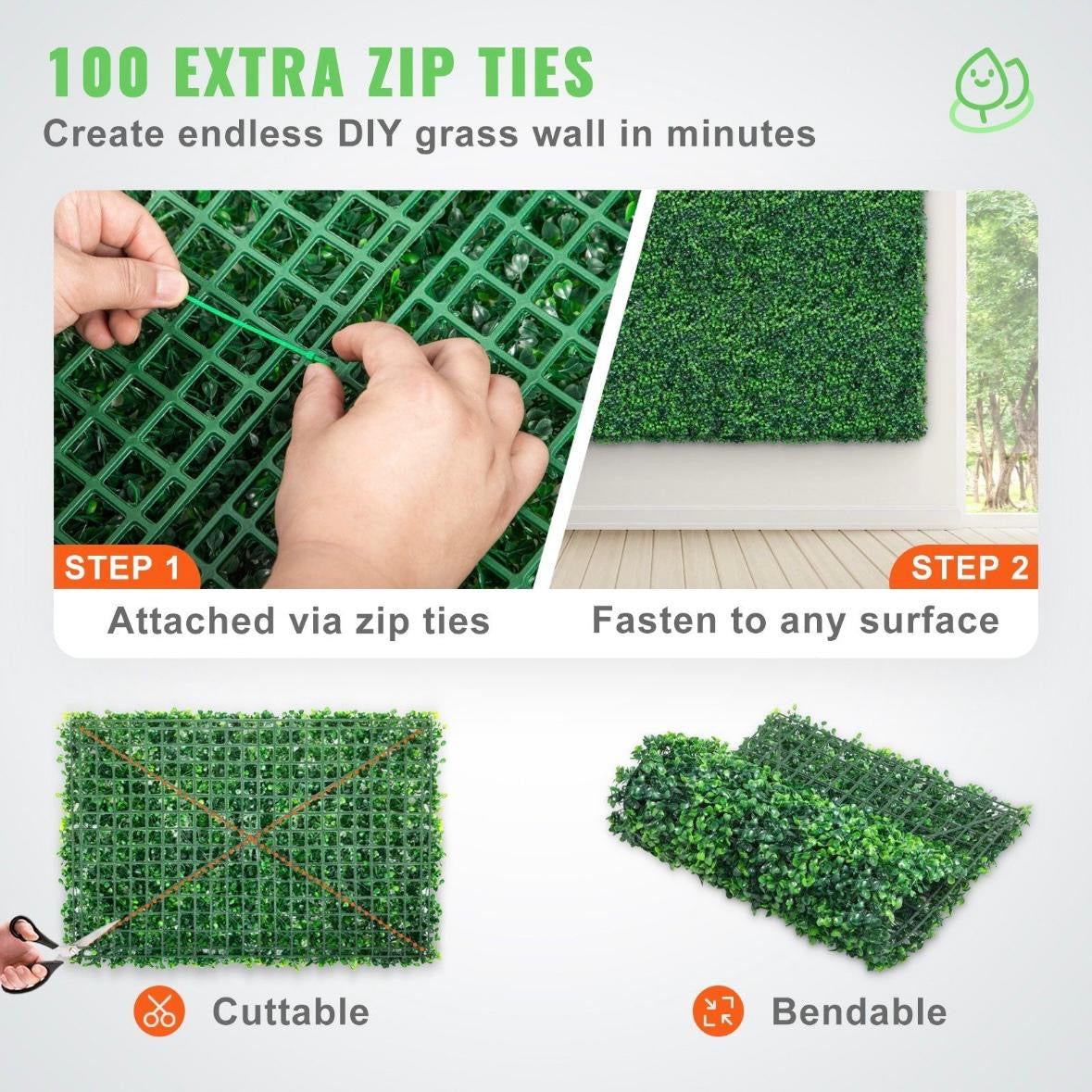 24x Künstliche Pflanzenwand Sichtschutz Hecke