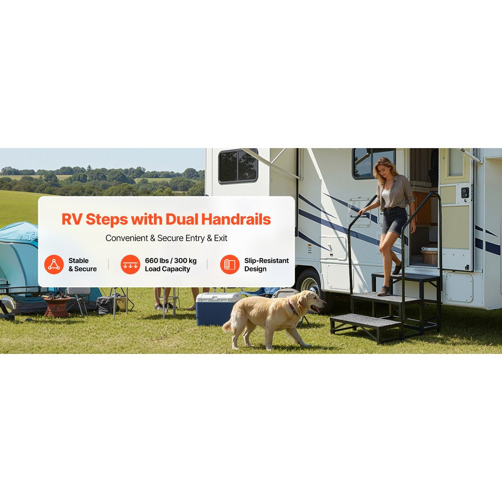 Wohnmobiltreppe 3 Stufen 300 kg Tragkraft Handlauf Geländer Camper