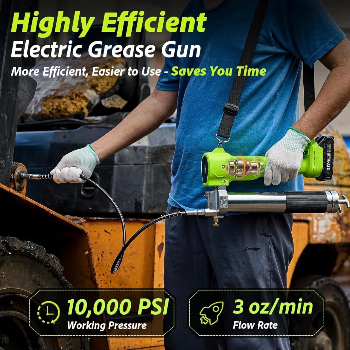 Akku-Fettpresse 10000PSI Elektrische Fettpresse 2x Batterien Werkstatt