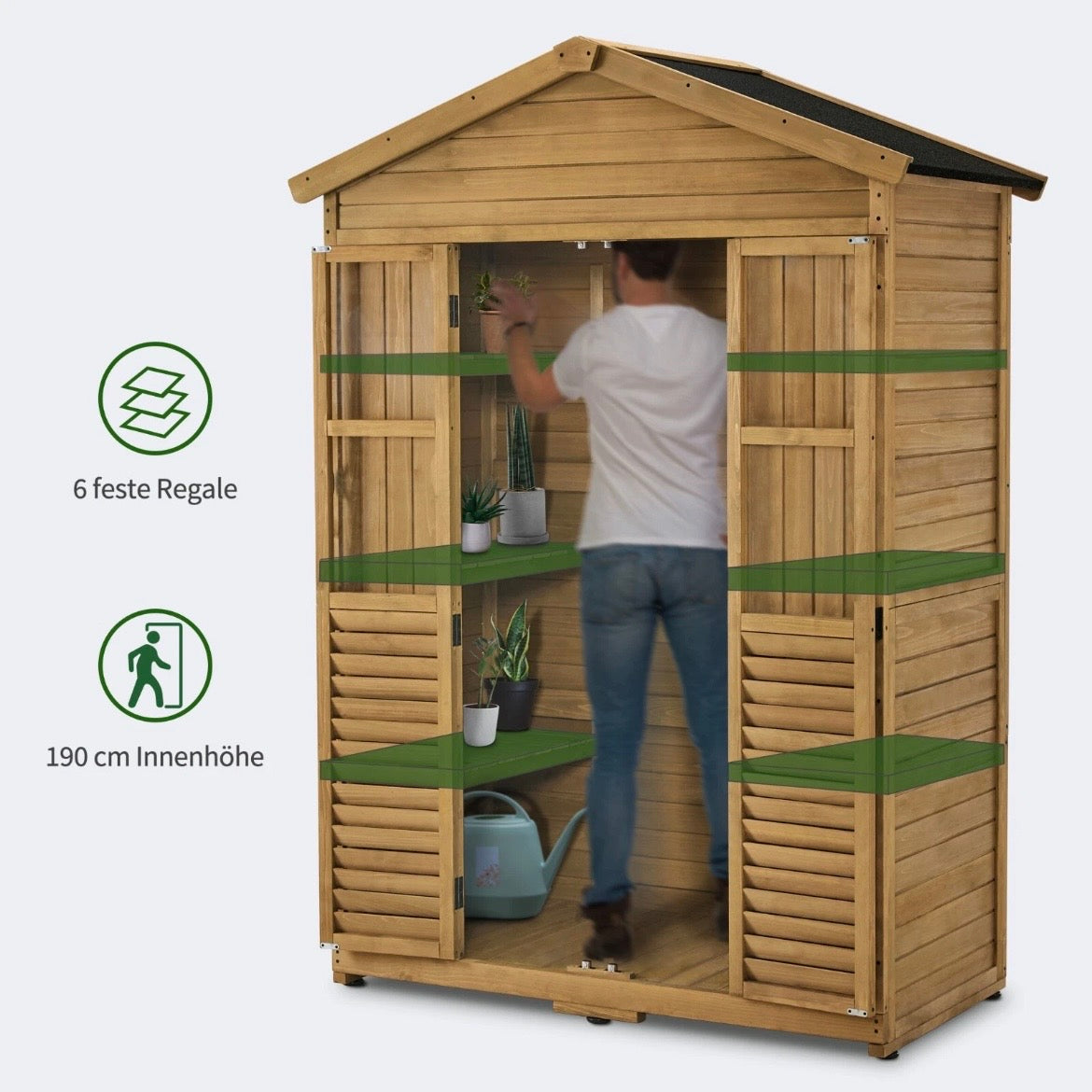 Gartenschrank Gartenhaus Begehbar 74×143×200cm Schrank Garten