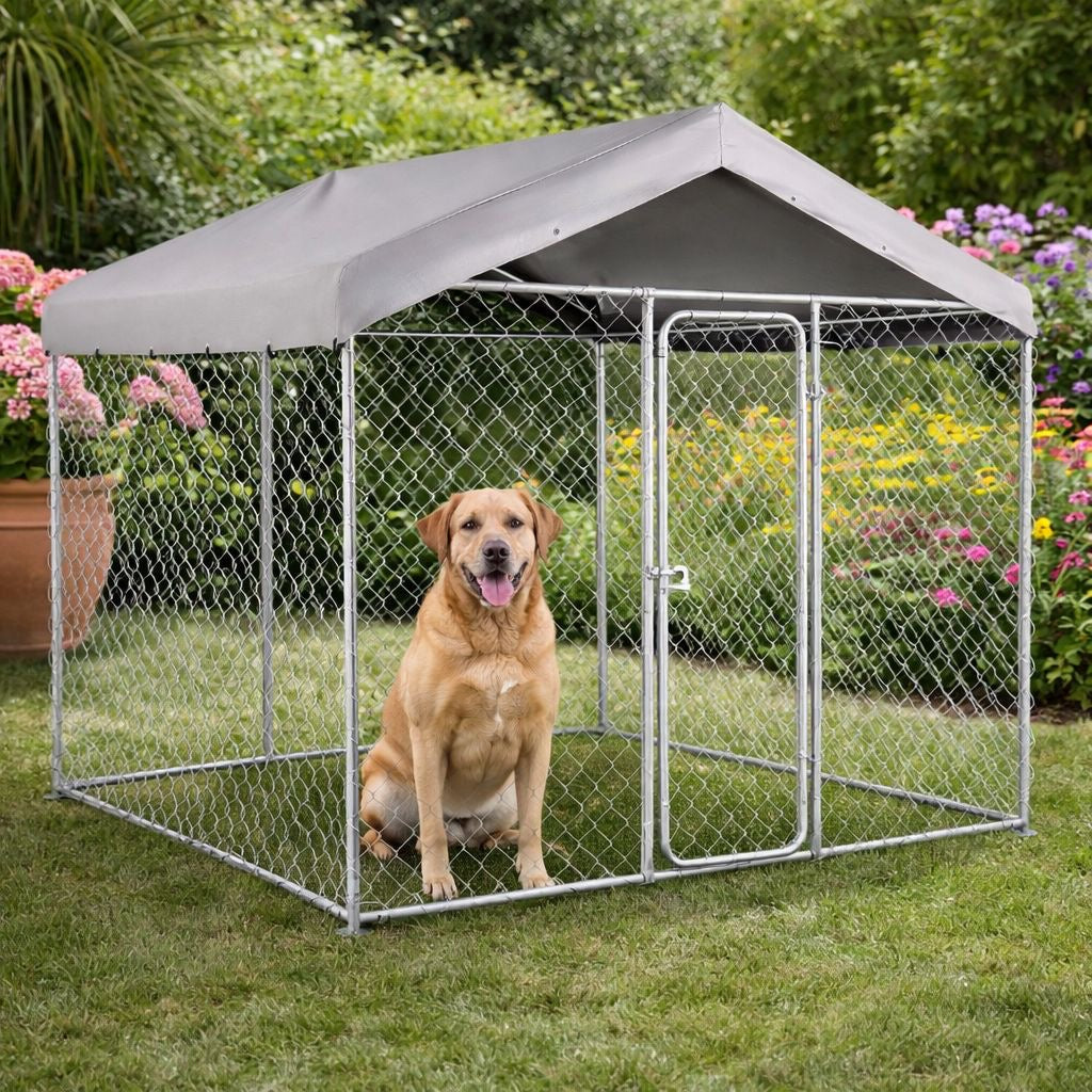 Hundezwinger 2,3x2,3x2,15m Dach Hunde Zwinger Gartenzwinger