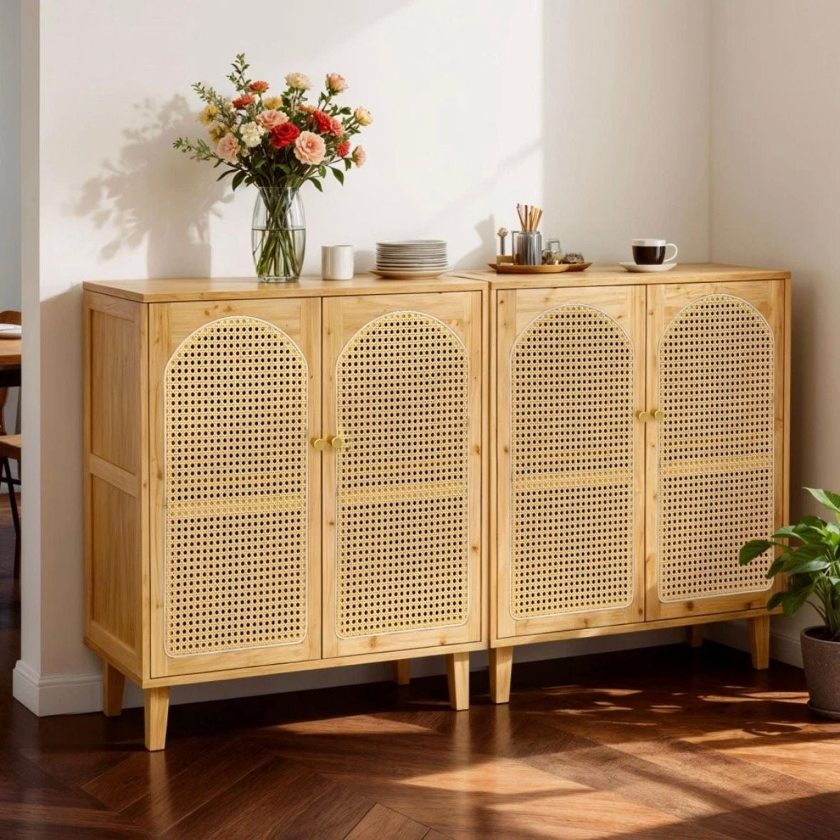 Sideboard Kommode Anrichte Schrank Wohnzimmerschrank Bambus