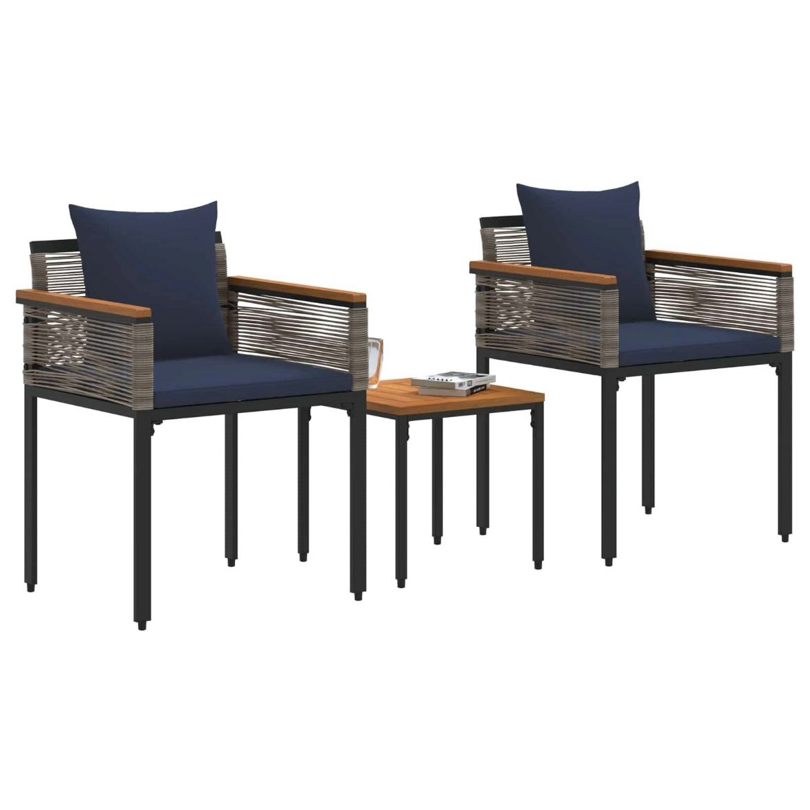 3tlg Gartenmöbel Set Poly Rattan Balkonmöbel Lounge Möbel