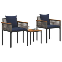 3tlg Gartenmöbel Set Poly Rattan Balkonmöbel Lounge Möbel