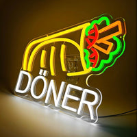 Döner Neon Schild LED Leuchtschild Hängeschild USB Dimmbar