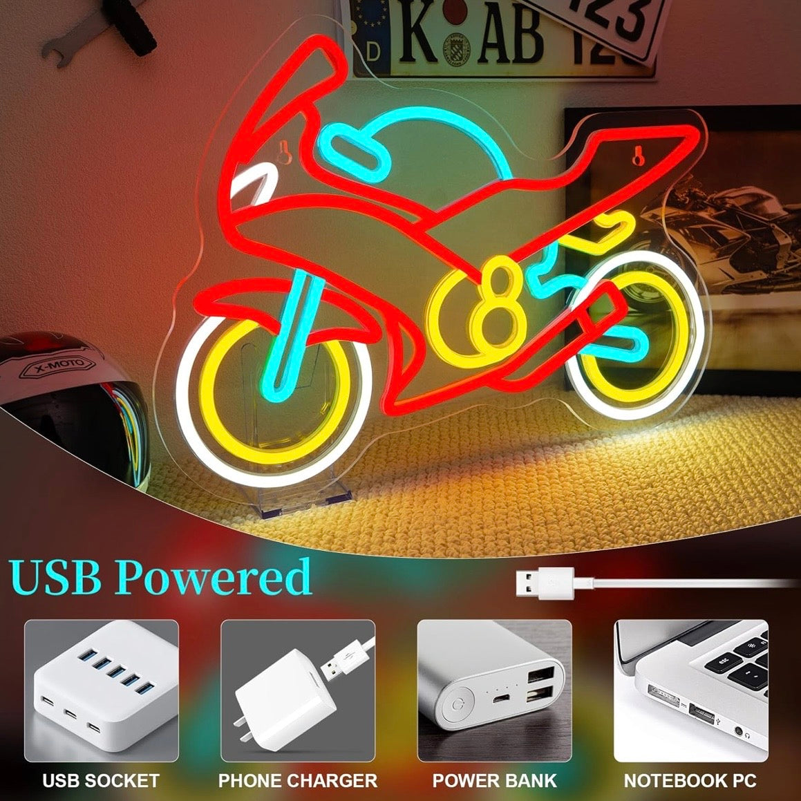 Motorrad Werkstatt Neon Schild LED Neon Wanddekoration Dekoration Wand