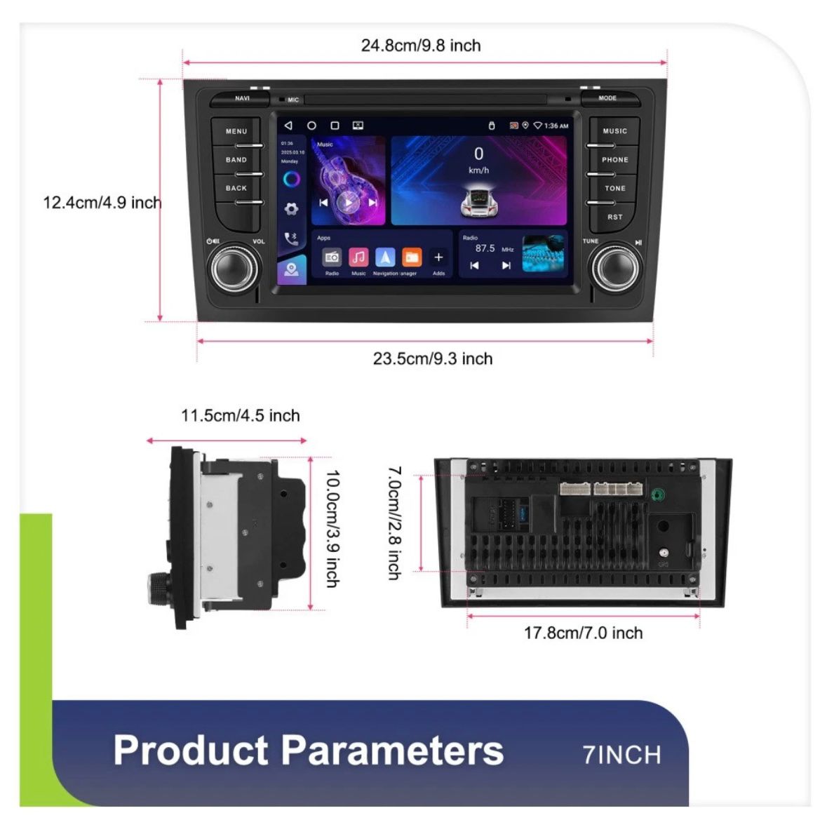 Autoradio für AUDI A6 C5 1997-2004 Android 15 GPS WIFI 4G+64G RDS