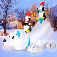 180cm Aufblasbare Eisbär Figur Weihnachten Dekoration LED Pinguin