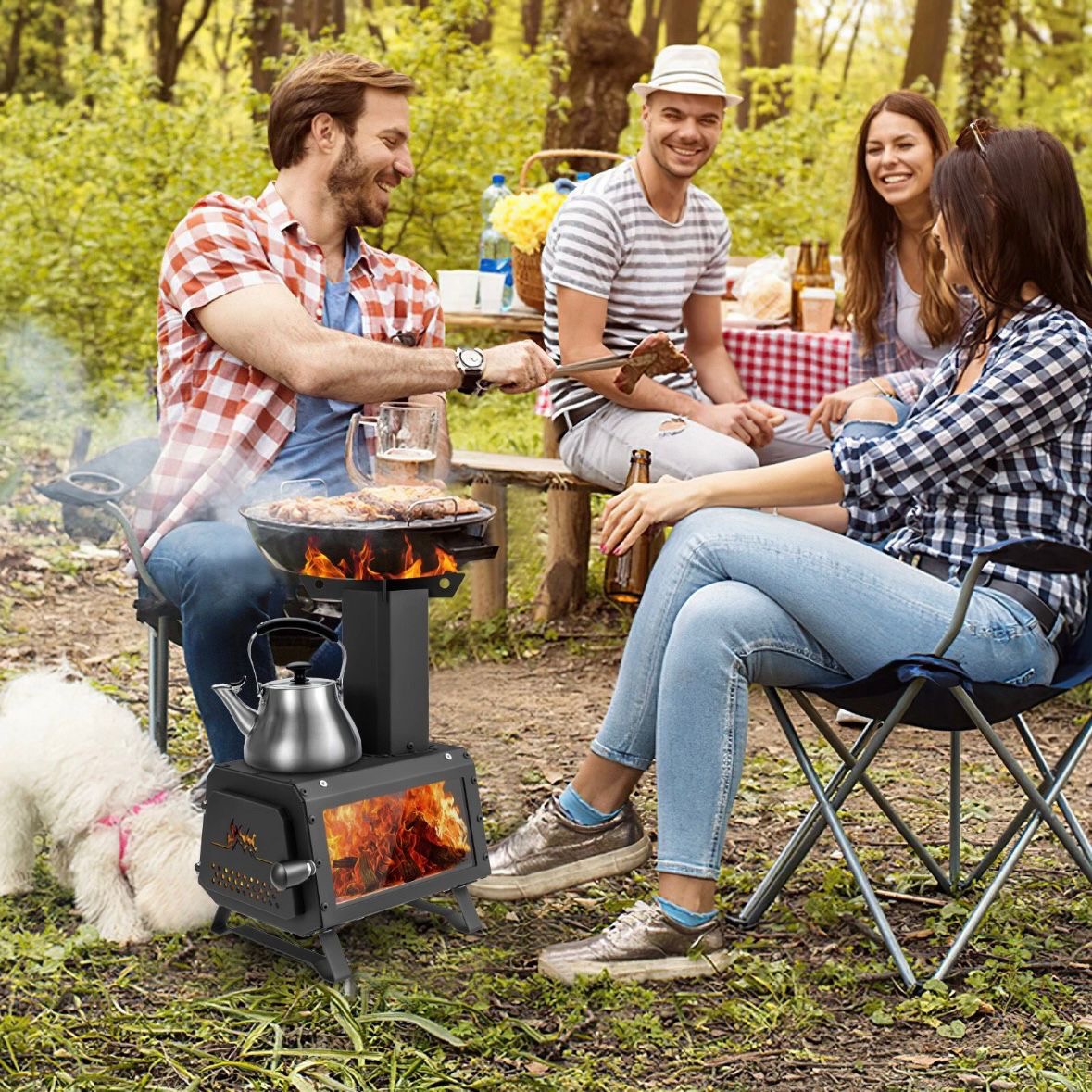 Raketenofen Outdoor Holzofen Campingofen Garten Camping 2 Kochflächen