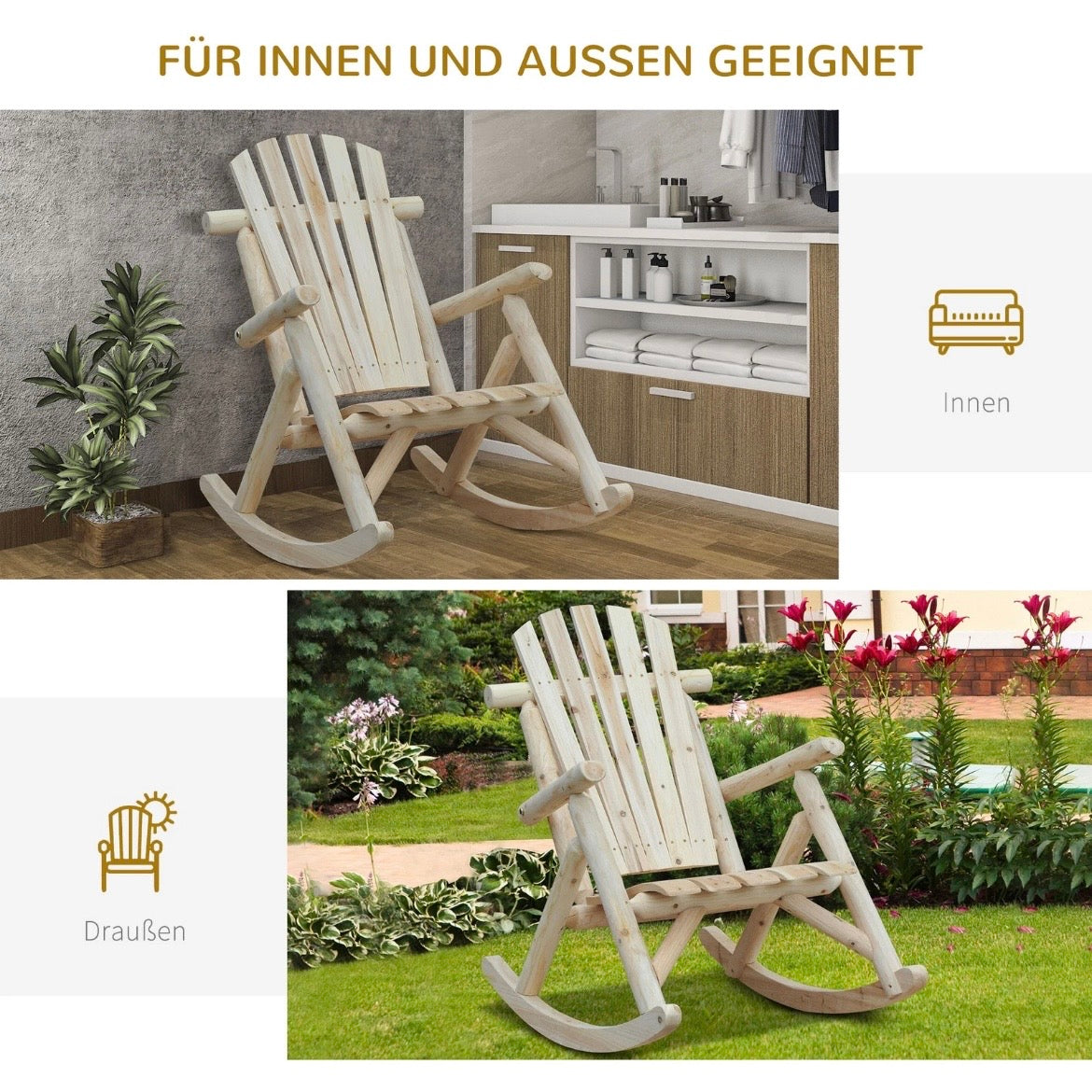 Schaukelstuhl Schwingsessel Schaukel Gartenstuhl Relaxstuhl